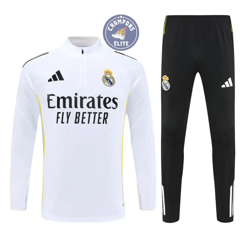 Survêtement d'entraînement demi-zip - Real Madrid 2025/2026 - Blanc/Noir/Gris/Jaune