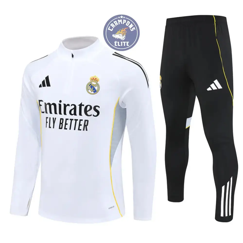 Survêtement d'entraînement demi-zip - Real Madrid 2025/2026 - Blanc/Noir/Gris/Jaune - Image 2