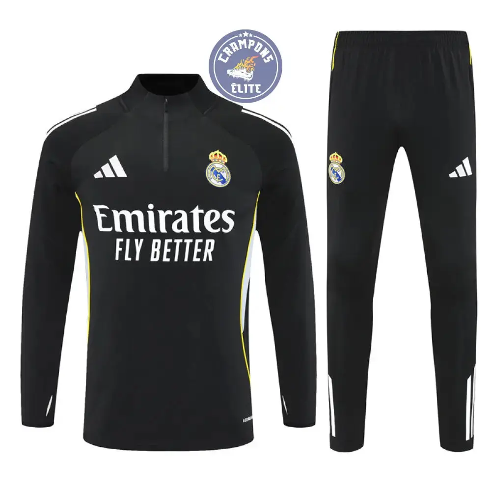 Survêtement d'entraînement demi-zip - Real Madrid 2025/2026 - Noir/Gris/Jaune/Blanc