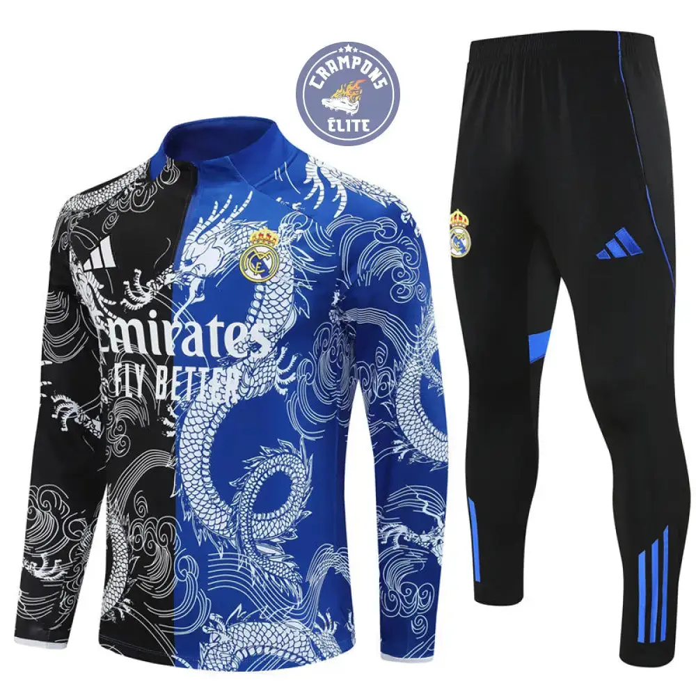 Survêtement d'entraînement demi-zip - Real Madrid 2025/2026 - Version Dragon Bleu/Noir - Image 2