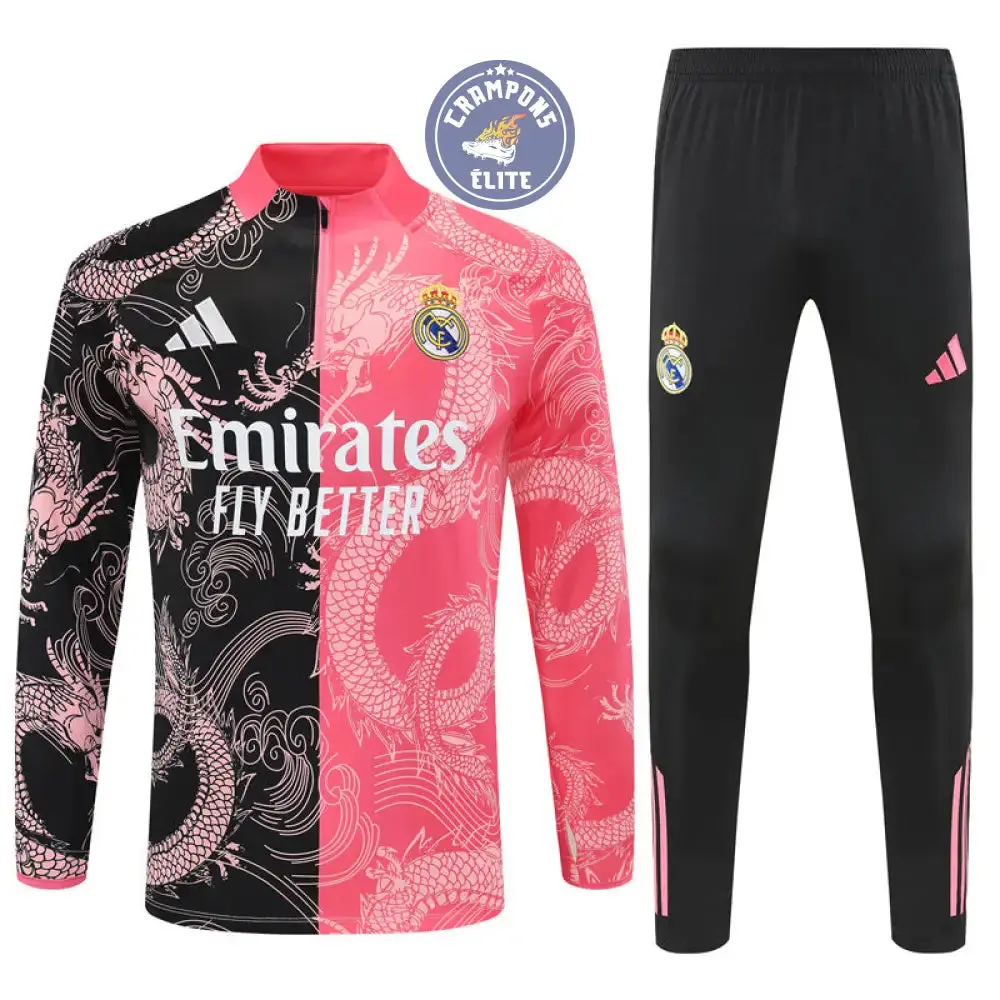 Survêtement d'entraînement demi-zip - Real Madrid 2025/2026 - Version Dragon Rose/Noir