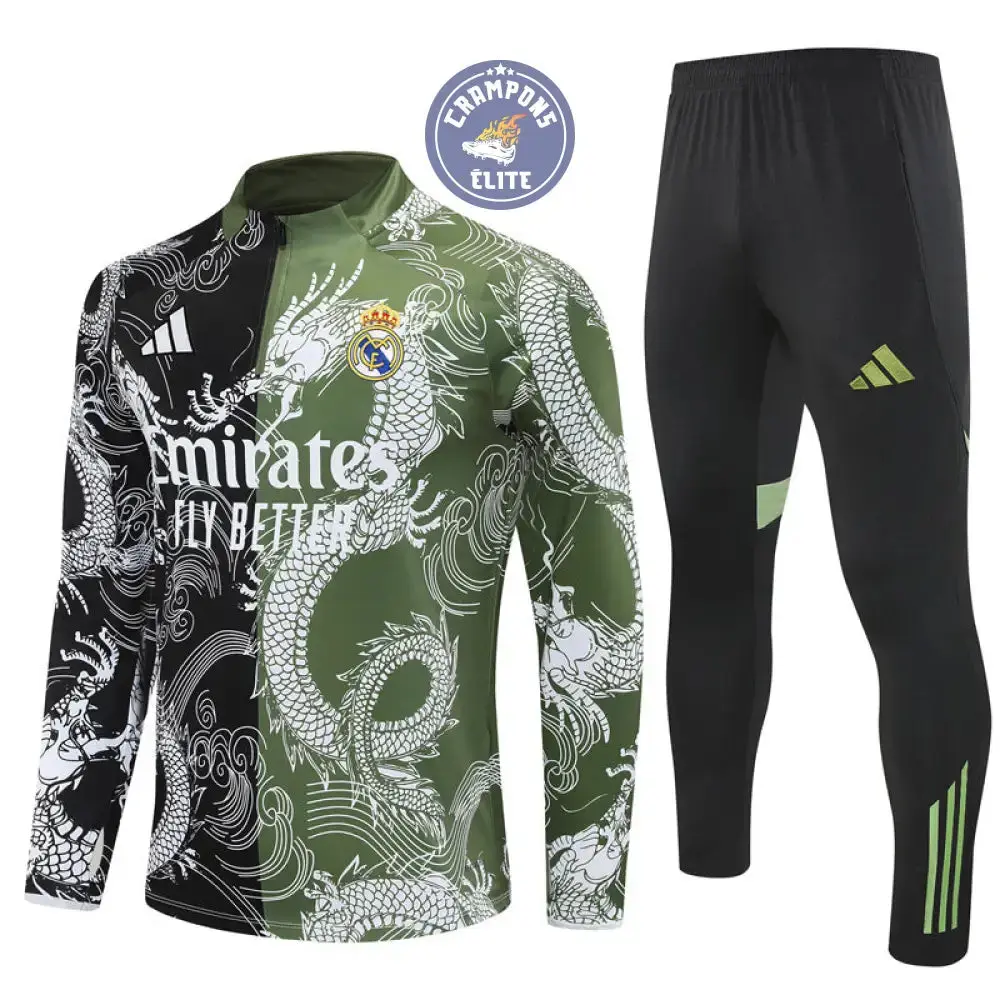 Survêtement d'entraînement demi-zip - Real Madrid 2025/2026 - Version Dragon Vert/Noir - Image 2