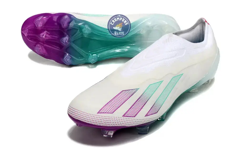 X Crazyfast Elite Laceless FG Blanc/Violet/Vert - Image 3