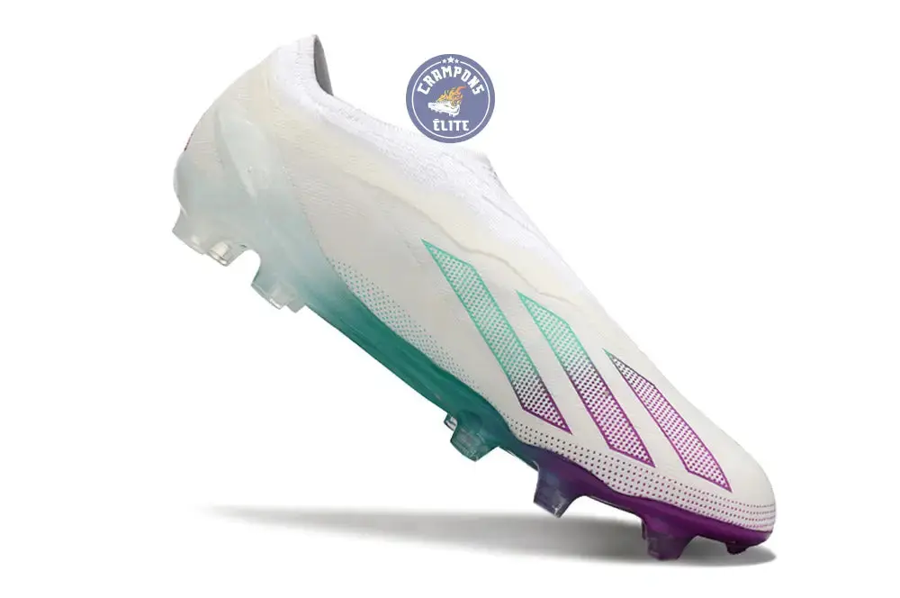 X Crazyfast Elite Laceless FG Blanc/Violet/Vert - Image 5