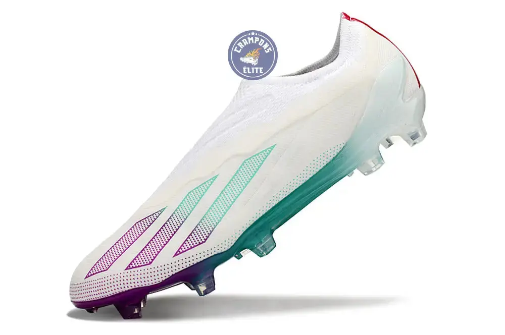X Crazyfast Elite Laceless FG Blanc/Violet/Vert - Image 6