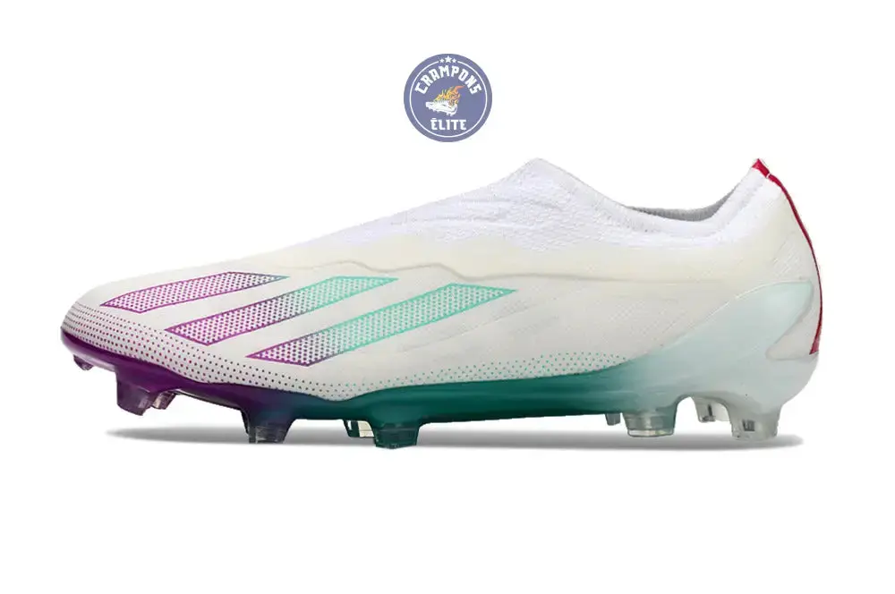 X Crazyfast Elite Laceless FG Blanc/Violet/Vert - Image 7