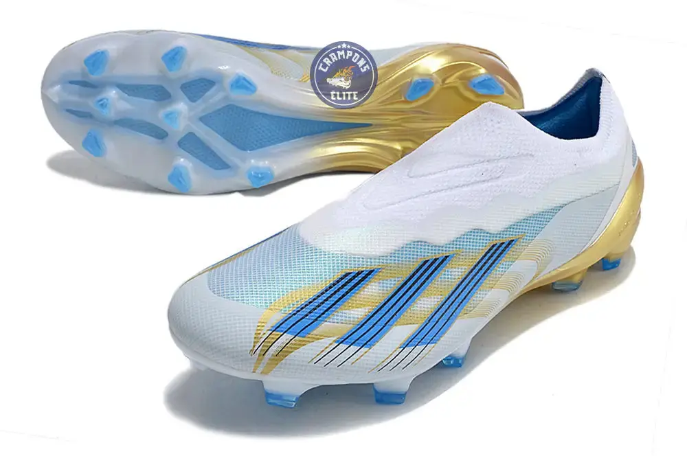 X Crazyfast Elite Laceless FG x Messi 'Las Estrellas' - Blanc/Bleu/Or - Image 2