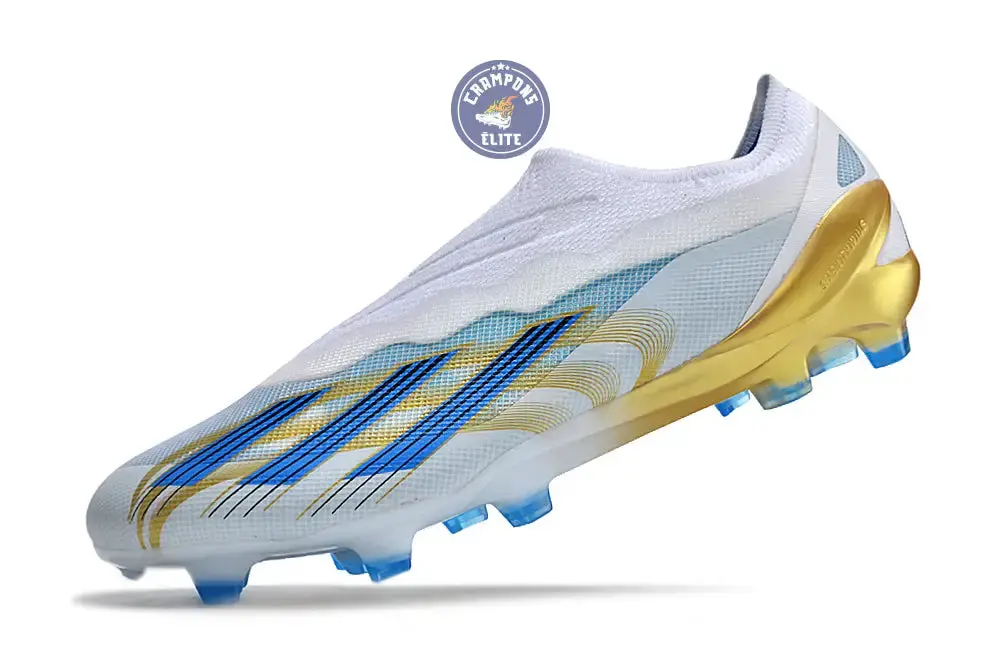 X Crazyfast Elite Laceless FG x Messi 'Las Estrellas' - Blanc/Bleu/Or - Image 4