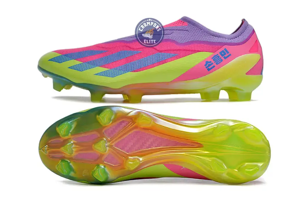 X Crazyfast Elite Laceless FG x SON - 'South Korea Nightlife' Rose/Jaune/Violet - Image 2