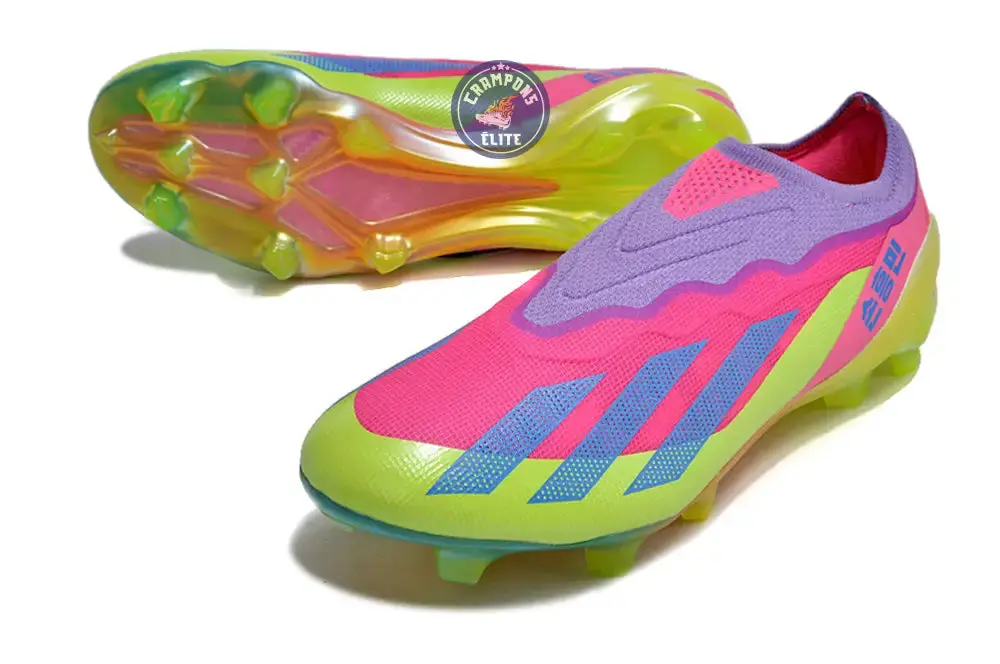 X Crazyfast Elite Laceless FG x SON - 'South Korea Nightlife' Rose/Jaune/Violet - Image 3