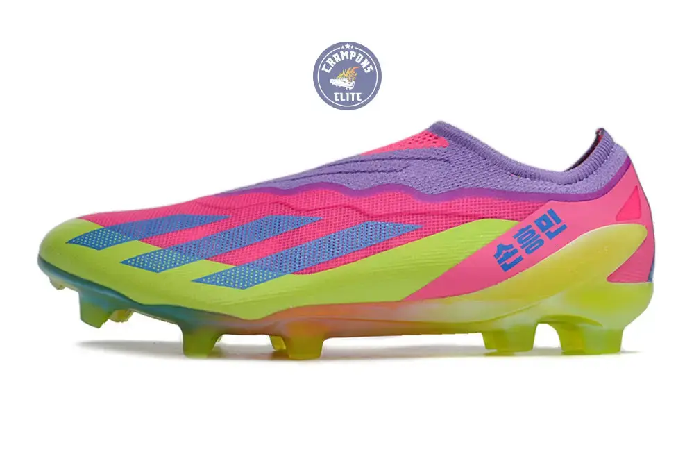 X Crazyfast Elite Laceless FG x SON - 'South Korea Nightlife' Rose/Jaune/Violet - Image 4