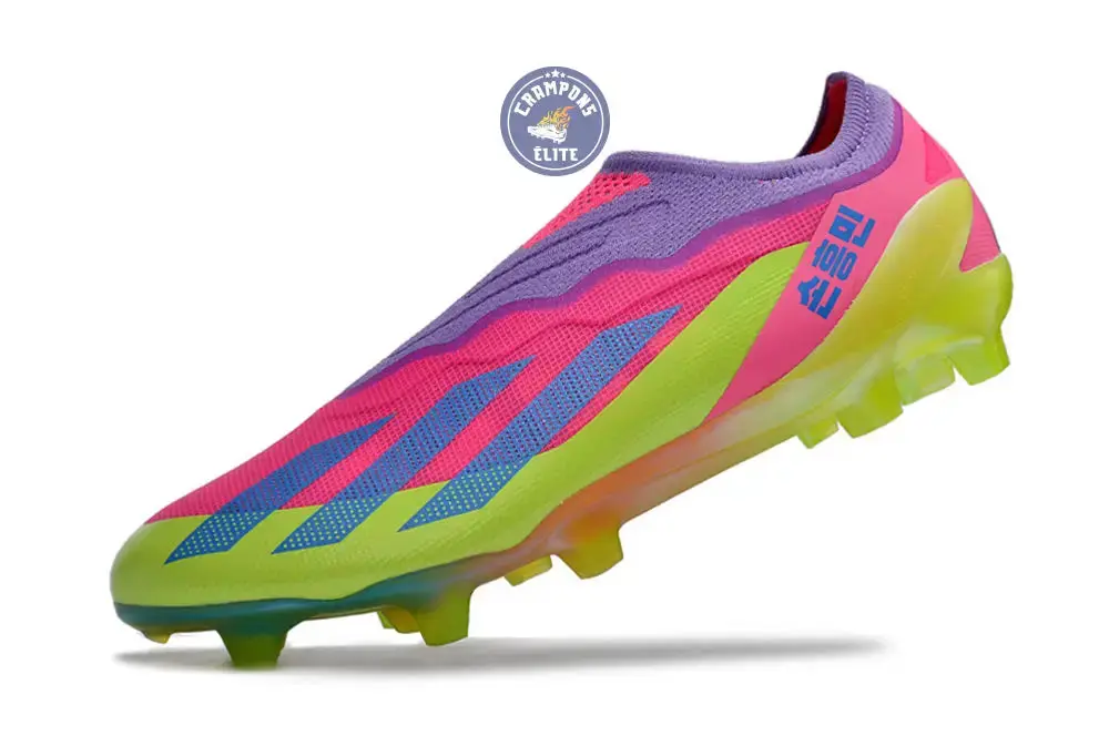 X Crazyfast Elite Laceless FG x SON - 'South Korea Nightlife' Rose/Jaune/Violet - Image 5
