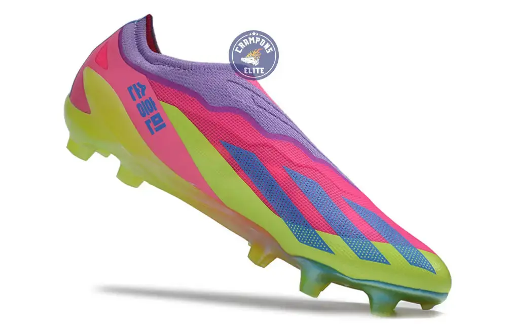 X Crazyfast Elite Laceless FG x SON - 'South Korea Nightlife' Rose/Jaune/Violet - Image 6