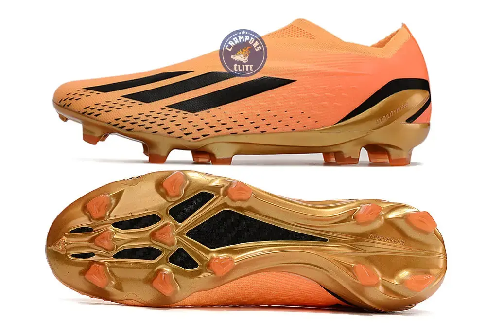 X Speedportal Elite Laceless FG Heatspawn - Doré/Noir/Orange - Image 2