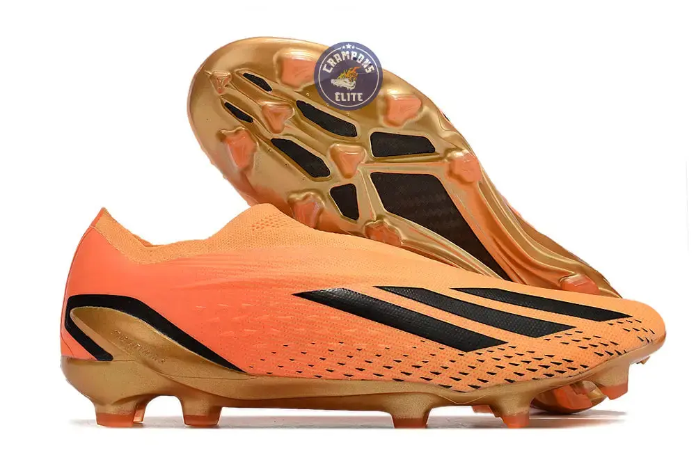 X Speedportal Elite Laceless FG Heatspawn - Doré/Noir/Orange - Image 3